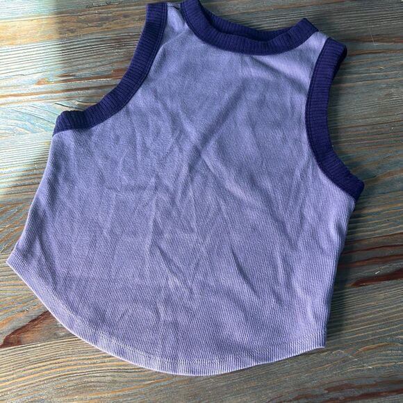 Wild fable purple ribbed cropped shirt crop top  woman's small tank top - Picture 1 of 6
